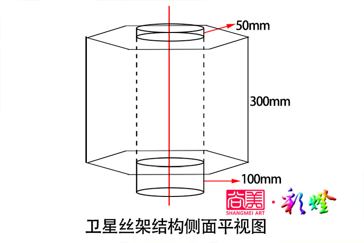 彩燈絲架結(jié)構(gòu)側(cè)面平視圖